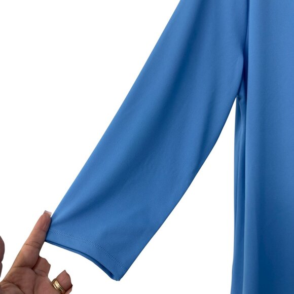 Rafaella Womens Silver Beaded Tunic Top SZ XL Blue Stretch Polyester V-Neck - Picture 11 of 13